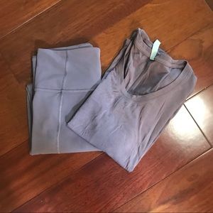 Athleta Loose Tee (S) and Tights (M) Purple Great Condition Sold as Set